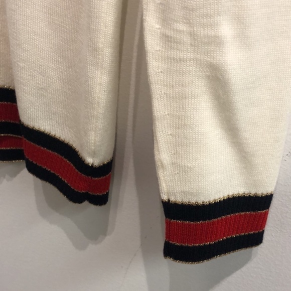 Gucci Ivory Striped Wool-Blend Trimmed Wool Cardigan - Picture 5 of 12